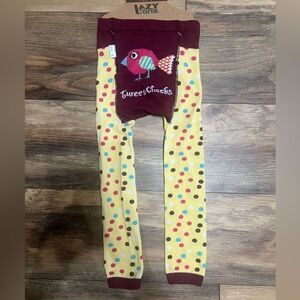 Lazy One leggings‎ polka dot bird graphic tweet cheeks size 6 cozy winter